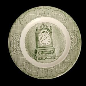 Royal Ironstone Old Curiosity Shop 6.5" Clock Plates Green Set of 3 Vintage